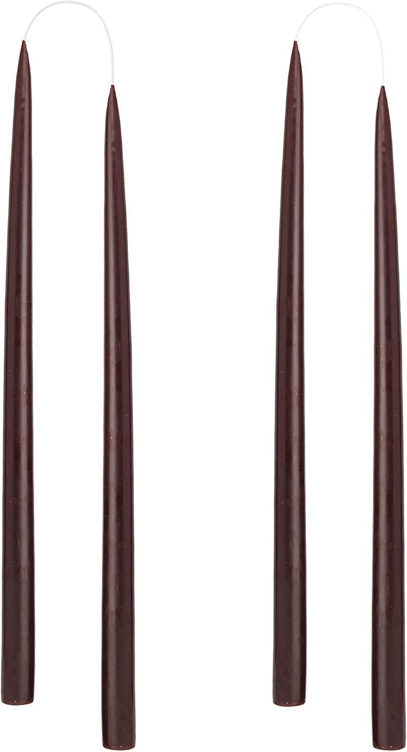 Kunstindustrien ® Taper Candles – Set of 4, 13.8" – Made in Denmark, Long Burning Candles 15h, Unscented Candlesticks – Elegant Tall Candles for Weddings, Dinners & Home Decor (Chocolate Brown) - Image 1